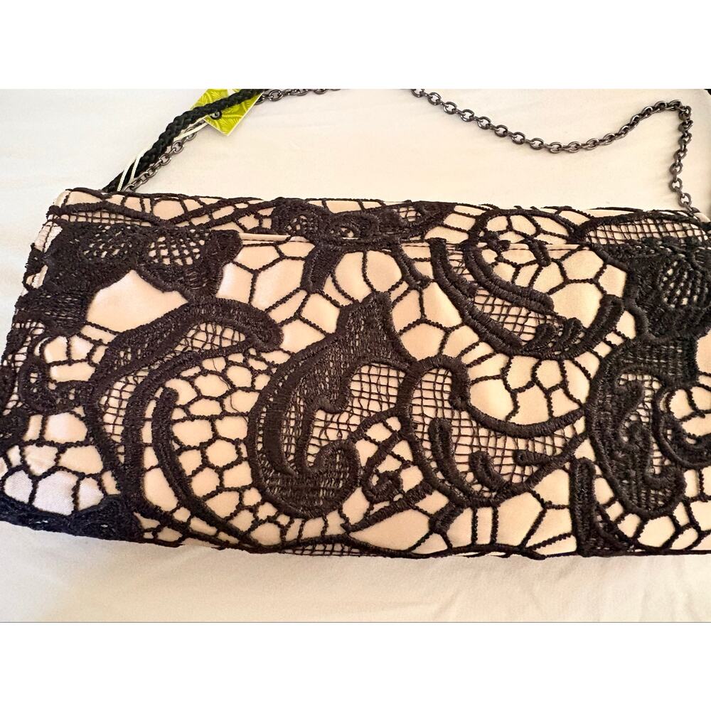Gianni Bini Lace Envelope Clutch Snake Buckle Satin NWT Detachable Strap - Picture 8 of 10